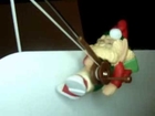 Merry Elf fishing Animated Christmas Ornament hanger Enchanted Workshop w Bonus