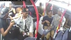 CCTV of five men attacking woman on bus at London Bridge