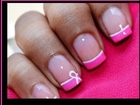 Breast Cancer Nails Art Designs -- Easy Awareness Ribbon Nail Polish Tutorial no decals or stickers
