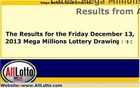 Mega Millions Lottery Drawing Results for December 13, 2013